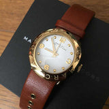 Buy Shop Marc Jacobs Amy White Dial Brown Leather Strap Watch for Women - MBM8574 USA Online