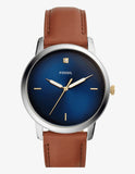 Buy Shop Fossil The Minimalist 3H Blue Dial Brown Leather Strap Watch for Men - FS5499 USA Online