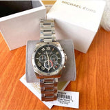 Buy Shop Michael Kors Brecken Chronograph Quartz Black Dial Silver Steel Strap Watch For Men - MK8438 USA Online