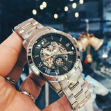 Buy Shop Fossil Grant Skeleton Black Dial Silver Steel Strap Watch for Men - ME3055 USA Online
