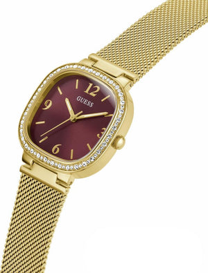 Buy Shop Guess Quartz Red Dial Gold Mesh Strap Watch For Women - GW0354L4 USA Online