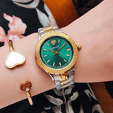 Buy Shop Versace Hellenyium Quartz Green Dial Silver Steel Strap Watch For Men - VEVK00420 USA Online
