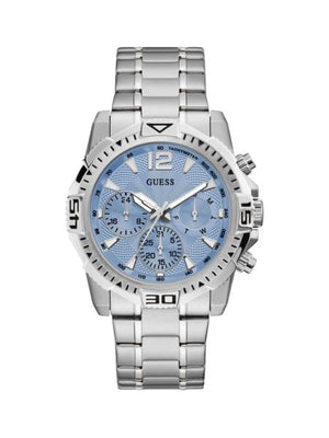 Buy Shop Guess Commander Chronograph Blue Dial Silver Steel Strap Watch for Men - GW0056G2 USA Online