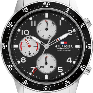 Buy Shop Tommy Hilfiger Jimmy Multifunction Black Dial Silver Steel Strap Watch For Men - 1791950 USA Online