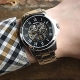 Buy Shop Fossil Grant Skeleton Black Dial Silver Steel Strap Watch for Men - ME3055 USA Online