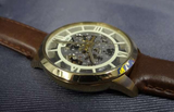 Buy Shop Fossil Townsman Automatic Skeleton Gold Dial Brown Leather Strap Watch for Men - ME3043 USA Online