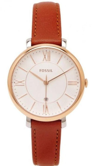 Buy Shop Fossil Jacqueline White Dial Brown Leather Strap Watch for Women - ES3842 USA Online