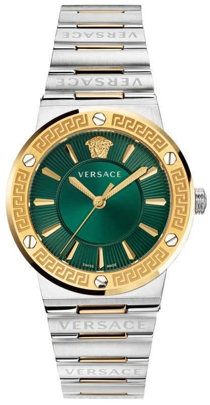 Buy Shop Versace Greca Green Dial Silver Steel Strap Watch for Men - VEVI00420 USA Online