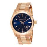 Buy Shop Michael Kors Runway Blue Dial Rose Gold Stainless Steel Strap Watch for Women - MK7065 USA Online