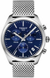 Buy Shop Tissot PR 100 Chronograph Blue Dial Silver Mesh Bracelet Watch for Men - T101.417.11.041.00 USA Online
