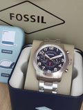 Buy Shop Fossil Pilot 54 Chronograph Navy Blue Dial Silver Steel Strap Watch for Men - FS5203 USA Online