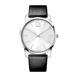 Buy Shop Calvin Klein City Silver Dial Black Leather Strap Watch For Women - K2G231C6 USA Online