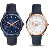 Buy Shop Fossil Tailor White Dial Blue Leather Strap Watch for Women - ES4260 USA Online