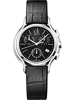 Buy Shop Calvin Klein Skirt Chronograph Black Dial Black Leather Strap Watch for Men - K2U291C1 USA Online