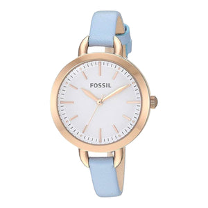 Buy Shop Fossil Classic White Dial Blue Leather Strap Watch for Women - BQ3327 USA Online