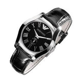 Buy Shop Emporio Armani Velente Black Dial Black Leather Strap Watch For Women - AR0644 USA Online