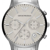 Emporio Armani Renato Chronograph Cream Dial Silver Steel Strap Watch For Men - AR2458