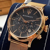 Buy Shop Maserati Epoca Black Dial Gold Mesh Bracelet Watch For Men - R8873618005 USA Online