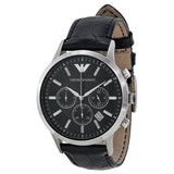 Buy Shop Emporio Armani Renato Chronograph Black Dial Black Leather Strap Watch For Men - AR2447 USA Online