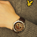 Bulova Classic Skeleton Automatic Brown Dial Brown Leather Strap Watch for Men - 96A120