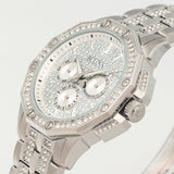 Bulova Crystal Collection Pave Silver Dial with Crystals Silver Steel Strap Watch for Men - 96C134