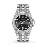 Buy Shop Bulova Crystal Collection Black Dial Silver Steel Strap Watch for Men - 96K102 USA Online