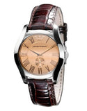 Buy Shop Emporio Armani Classic Quartz Beige Dial Brown Leather Strap Watch For Men - AR0646 USA Online