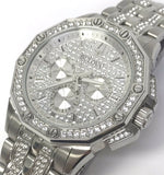 Bulova Crystal Collection Pave Silver Dial with Crystals Silver Steel Strap Watch for Men - 96C134