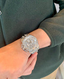 Bulova Crystal Collection Pave Silver Dial with Crystals Silver Steel Strap Watch for Men - 96C134