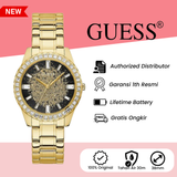 Buy Shop Guess Night Life Diamonds Black Dial Gold Steel Strap Watch for Women - GW0405L2 USA Online