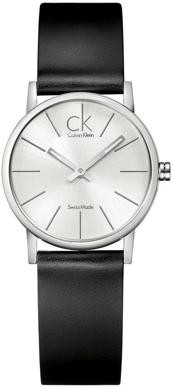 Buy Shop Calvin Klein Post Minimal Silver Dial Black Leather Strap Watch for Men - K7622185 USA Online