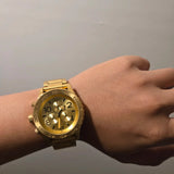 Nixon 42-20 Chrono Gold Dial Gold Steel Strap Watch for Men - A037-502