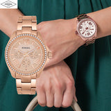 Buy Shop Fossil Cecile Rose Gold Dial Rose Gold Steel Strap Watch for Women - AM4483 USA Online