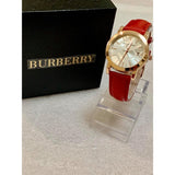 Buy Shop Burberry The City Gold Dial Red Leather Strap Watch for Women - BU9140 USA Online