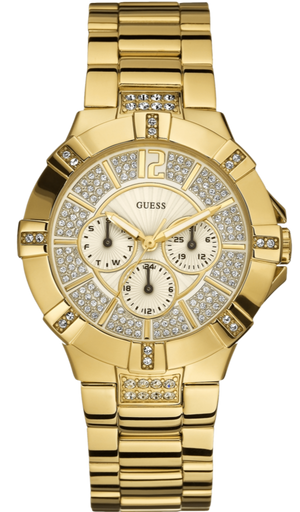 Buy Shop Guess Vista Diamonds Gold Dial Gold Steel Strap Watch for Women - W13573L1 USA Online