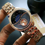 Buy Shop Michael Kors Lauryn Blue Dial Rose Gold Steel Strap Watch for Women - MK3723 USA Online