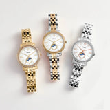 Buy Shop Fossil Jacqueline Moonphase Mother of Pearl Dial Gold Steel Strap Watch for Women - ES5167 USA Online