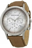 Buy Shop Emporio Armani Classic Chronograph Silver Dial Brown Leather Strap Watch For Men - AR2471 USA Online