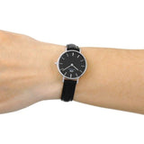 Buy Shop Daniel Wellington Classic Petite Sheffield Black Dial Black Leather Strap Watch For Women - DW00100236 USA Online