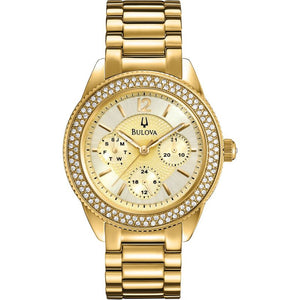 Buy Shop Bulova Multi Function Gold Dial Gold Steel Strap Watch for Women - 97N102 USA Online