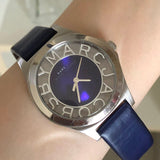 Buy Shop Marc Jacobs Henry Skeleton Blue Dial Blue Leather Strap Watch for Women - MBM1337 USA Online