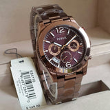 Buy Shop Fossil Perfect Boyfriend Multifunction Brown Dial Two Tone Steel Strap Watch for Women - ES4284 USA Online