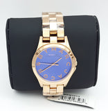 Buy Shop Marc Jacobs Henry Blue Dial Rose Gold Steel Strap Watch for Women - MBM3213 USA Online