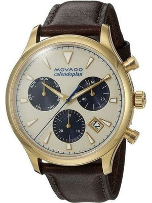 Buy Shop Movado Heritage Chronograph White Black Leather Strap Watch for Men - 3650007 USA Online