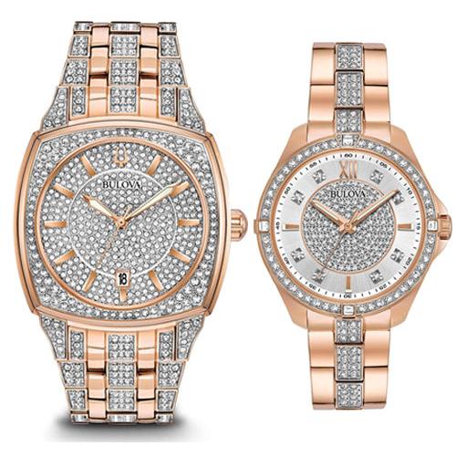 Buy Shop Bulova Phantom Crystal Silver Dial Two Tone Steel Strap Watch for Men - 98B324 USA Online