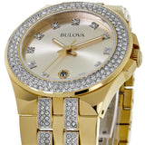 Bulova Crystal Collection Champagne Dial Two Tone Steel Strap Watch for Women - 98B174