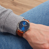 Buy Shop Fossil The Minimalist 3H Blue Dial Brown Leather Strap Watch for Men - FS5499 USA Online