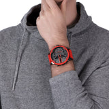 Diesel Mr Daddy 2.0 Black Dial Red Steel Strap Watch For Men - DZ7370