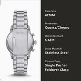 Buy Shop Fossil Sport Tourer Chronograph Black Dial Silver Steel Strap Watch for Men - FS6045 USA Online