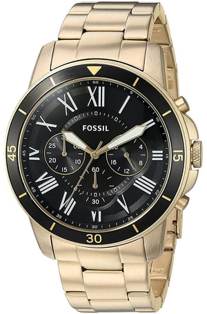 Buy Shop Fossil Inscription Automatic Black Dial Gold Steel Strap Watch for Men - FS5267 USA Online